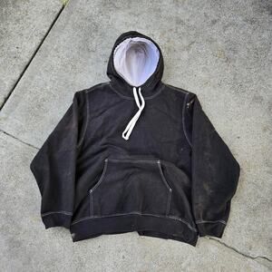 Vtg 90s FOOT LOCKER Earthtone Contrast Stitch Super Heavy Hooded Sweatshirt XL